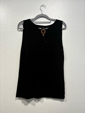 Talbots Black Sleeveless Tank with Gold Ring Detail